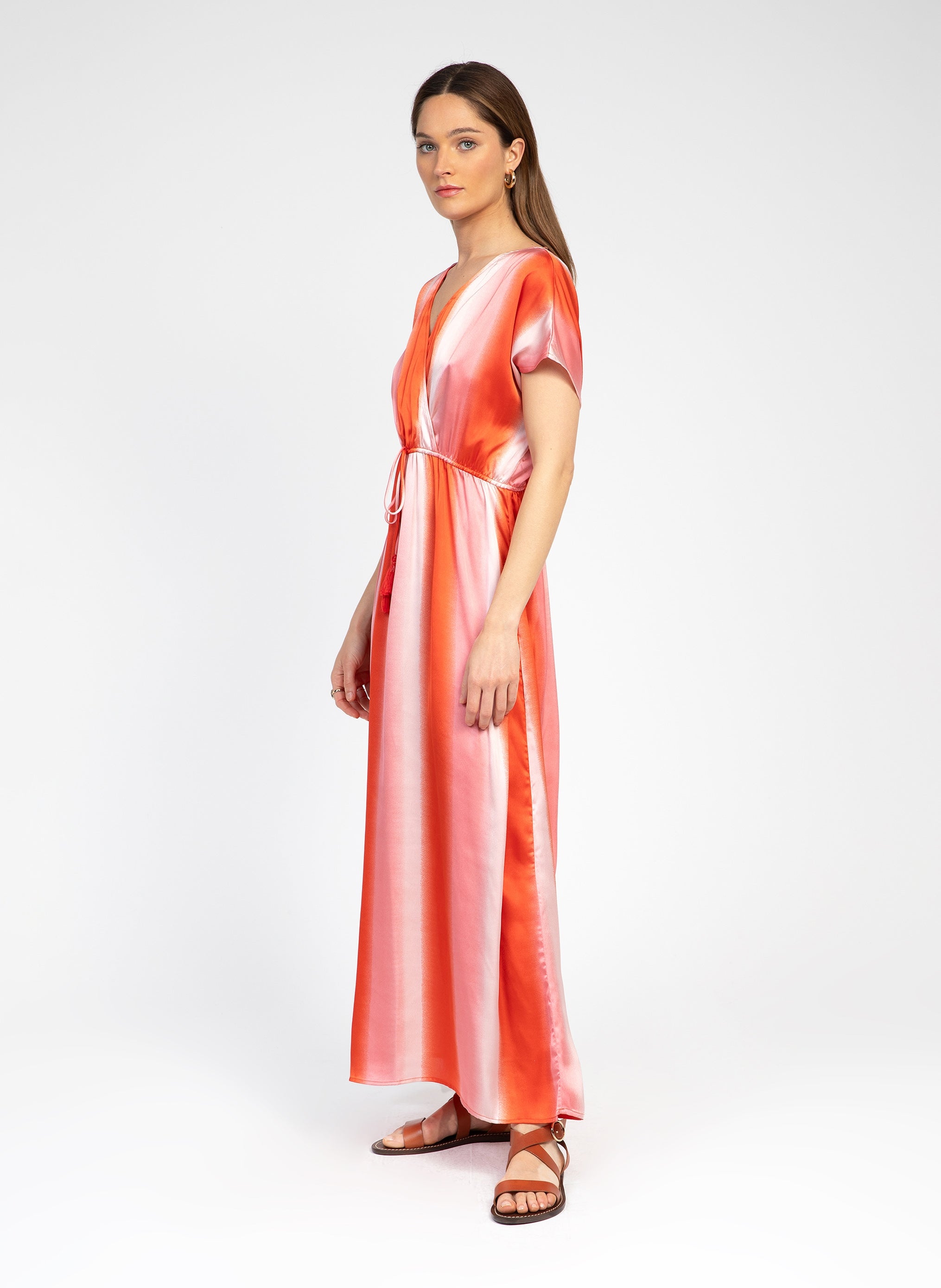coral ODIVINE LONG DRESS