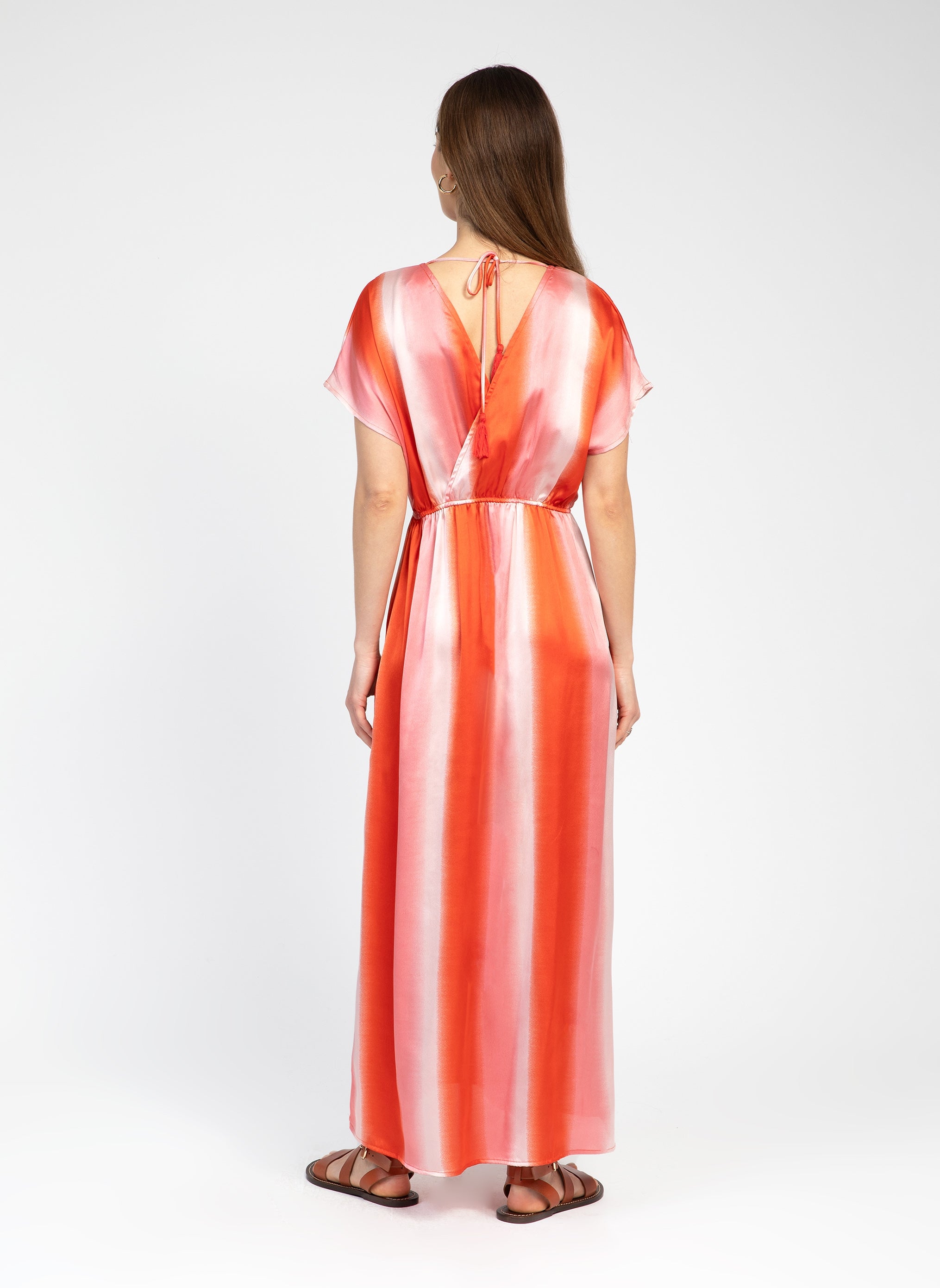 coral ODIVINE LONG DRESS