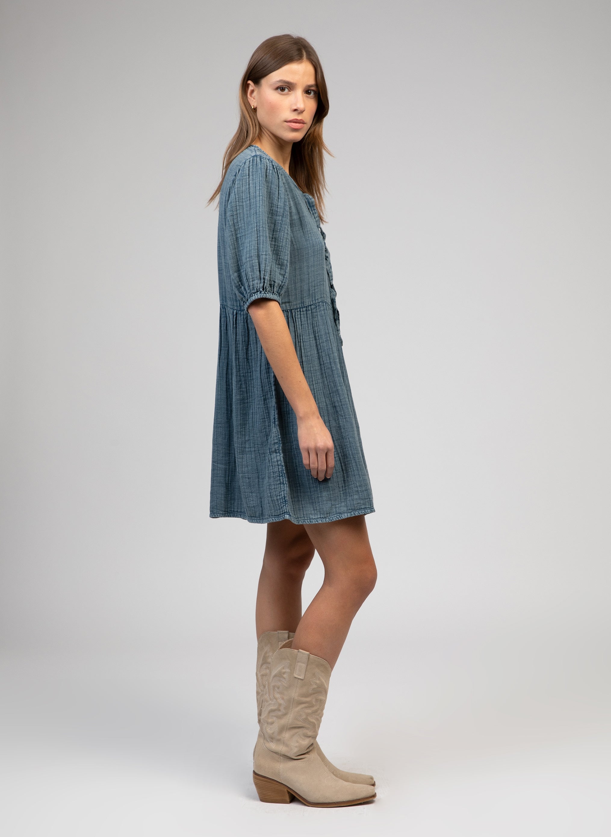 OLEONIA SHORT DRESS slate grey