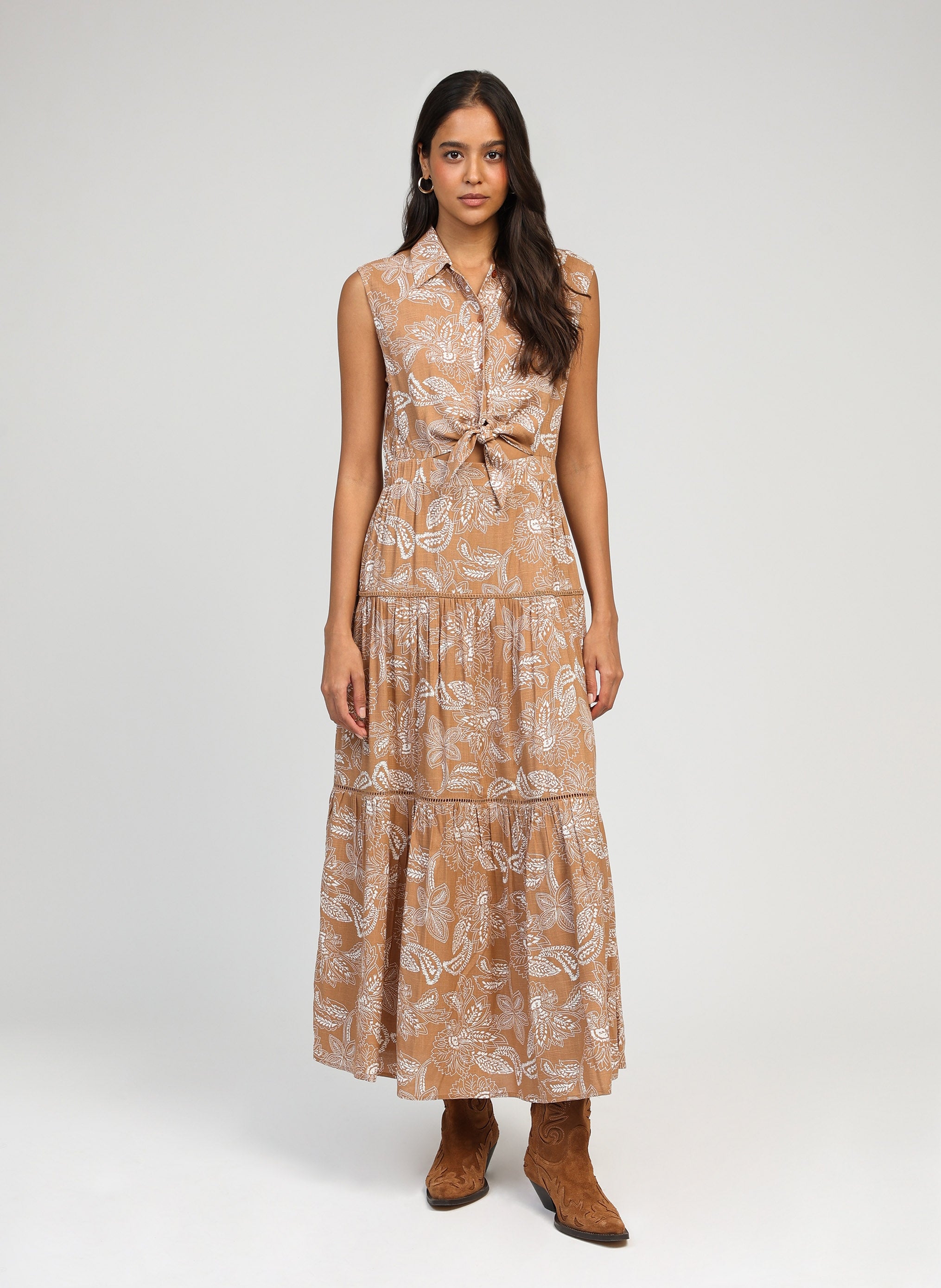 LONG DRESS OPAVIA beige passionflower