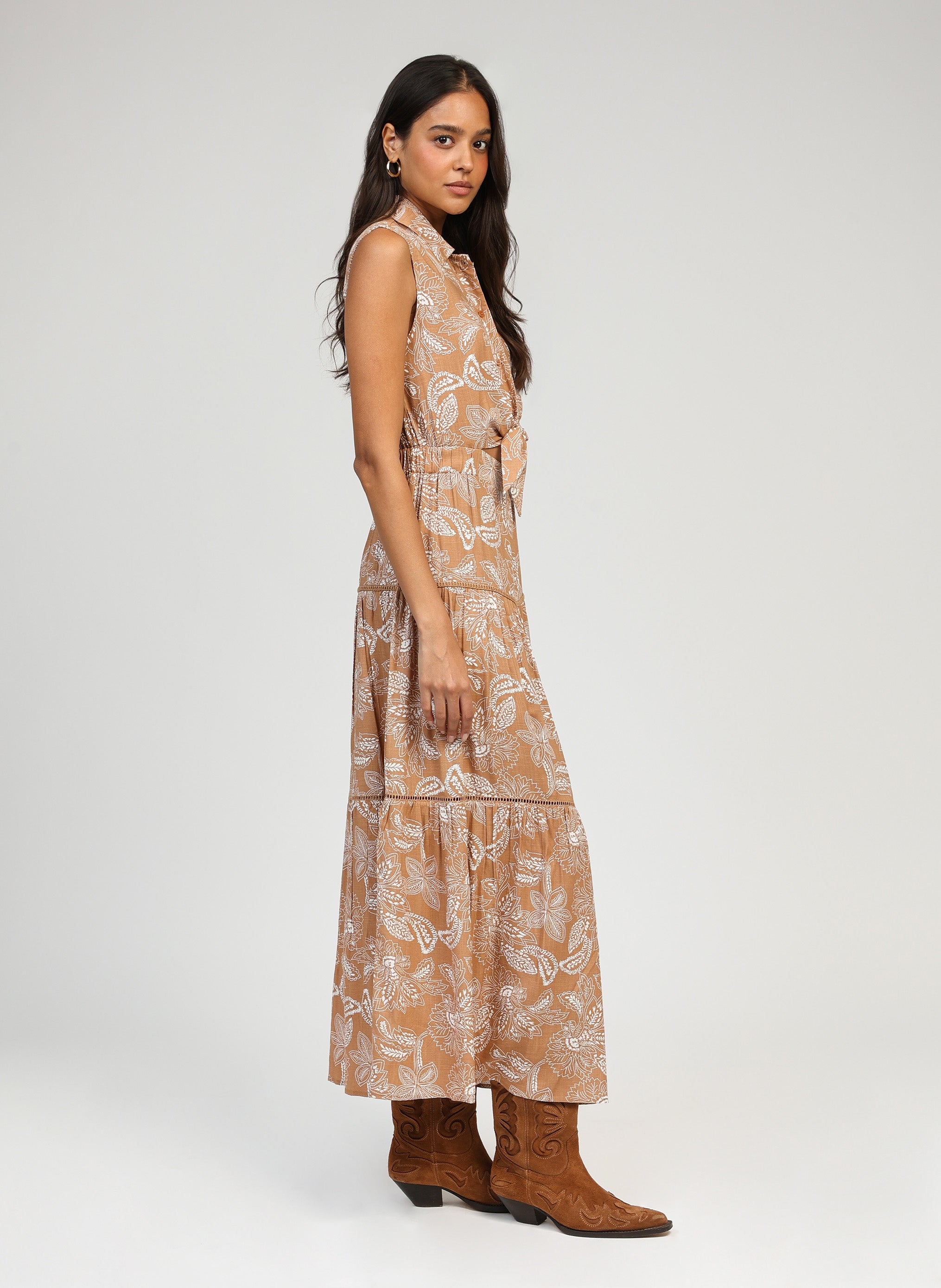 LONG DRESS OPAVIA beige passionflower