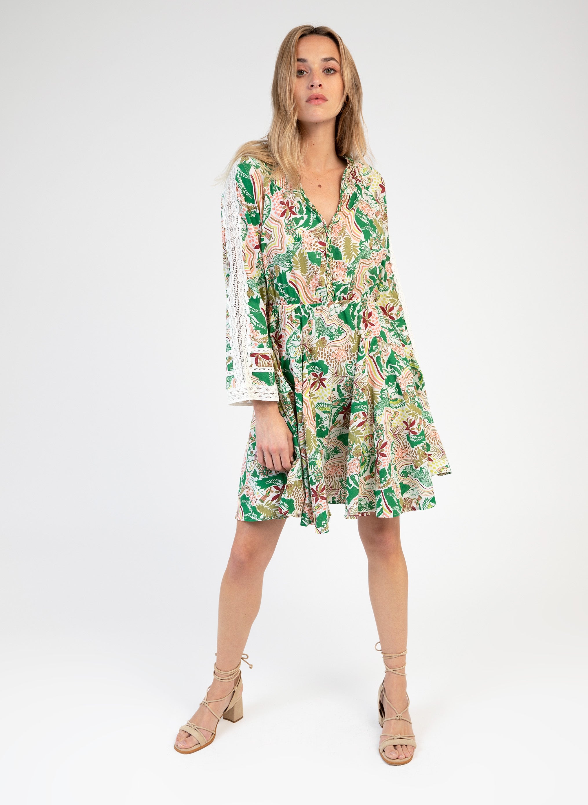 OSLAS bolivia short dress ecru