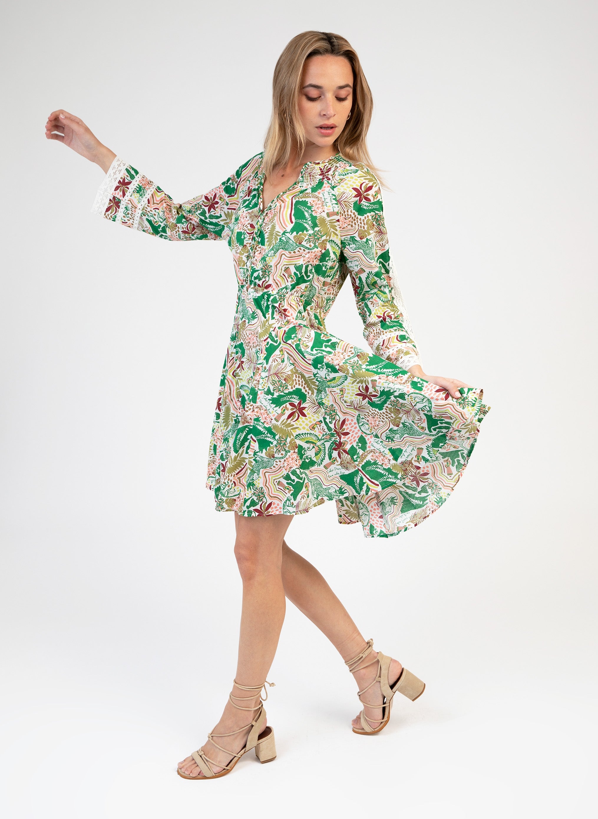 OSLAS bolivia short dress ecru