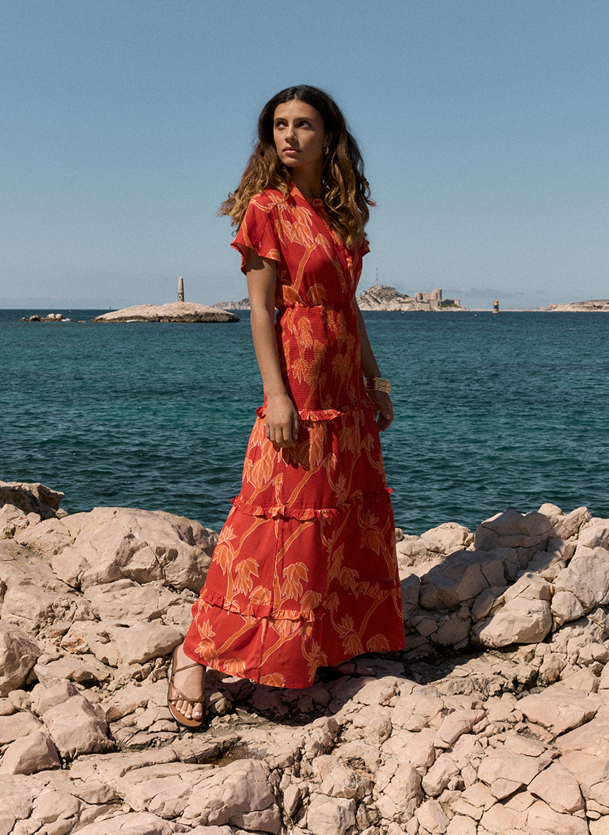 ROBE LONGUE OUMANY aubrey rouge