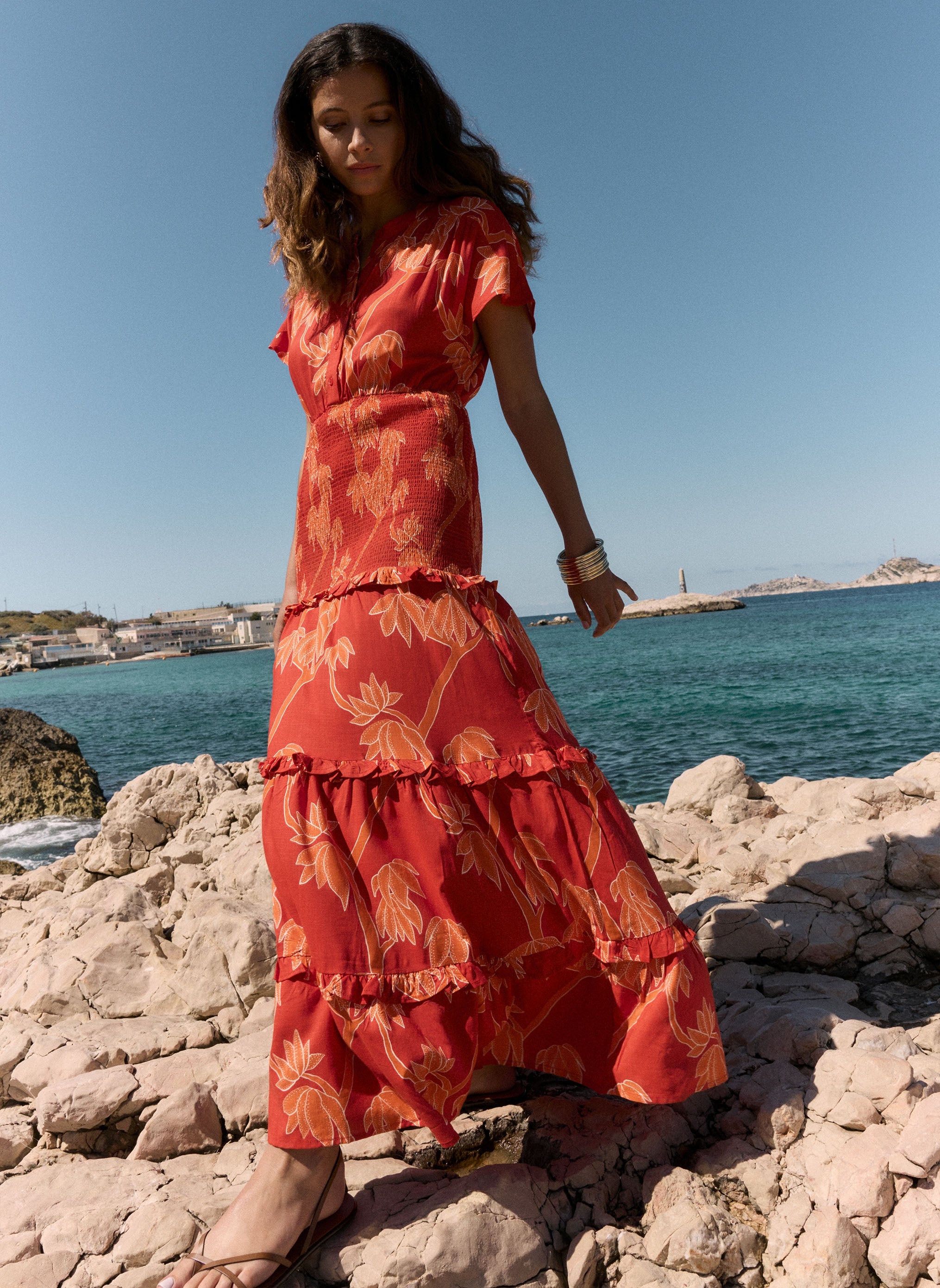 ROBE LONGUE OUMANY aubrey rouge