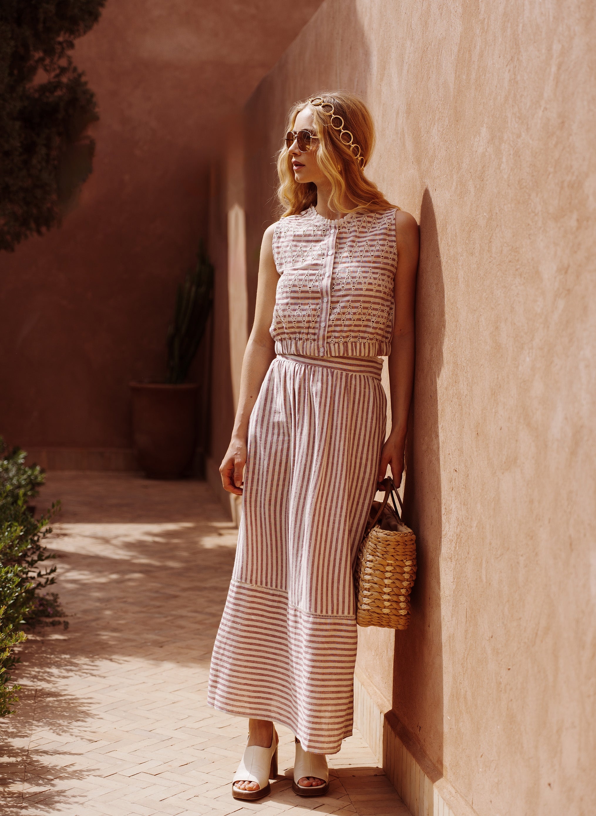 JUPE LONGUE RABIA framboise