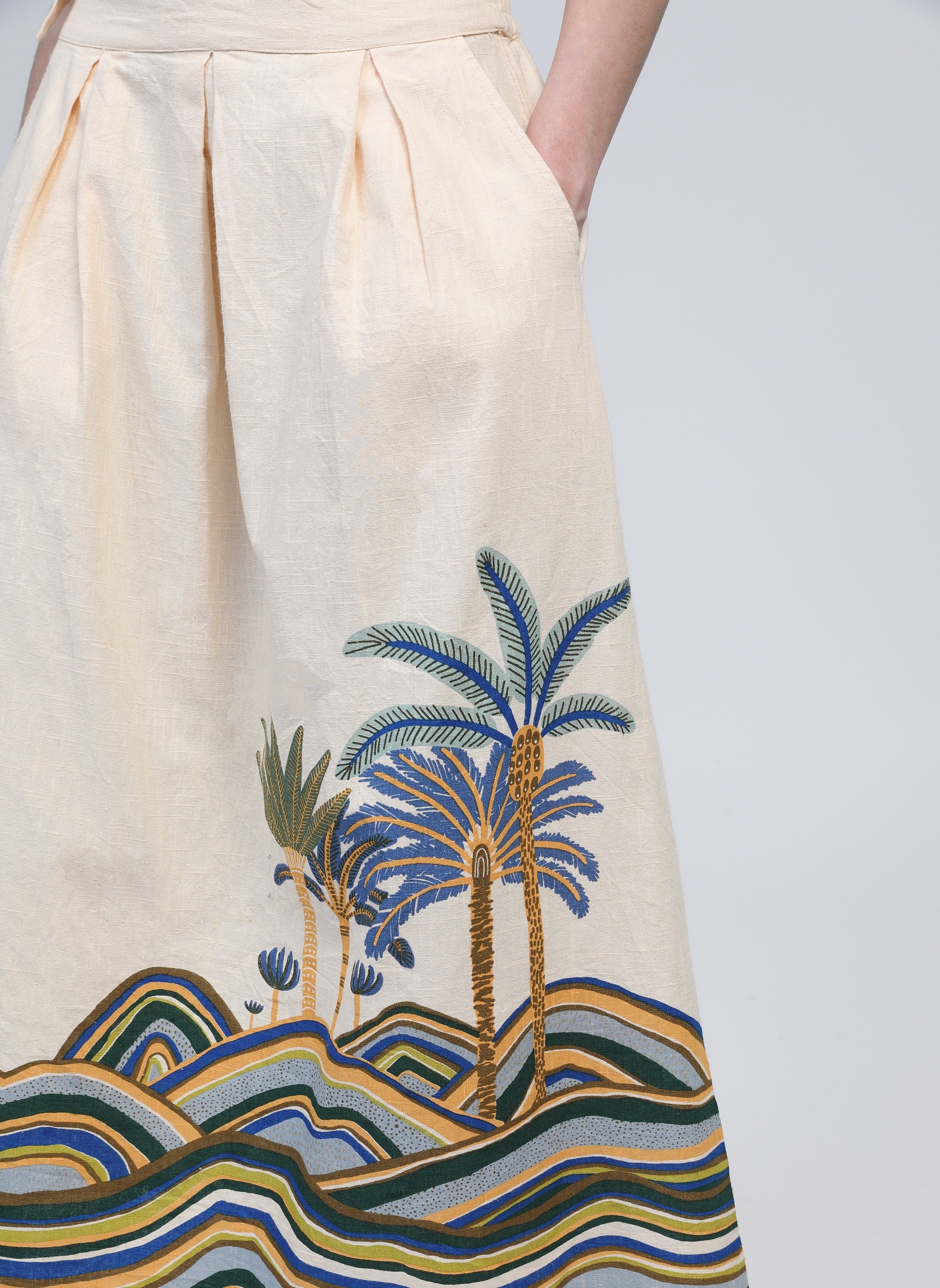 JUPE MIDI RAROMY palmyre bleu