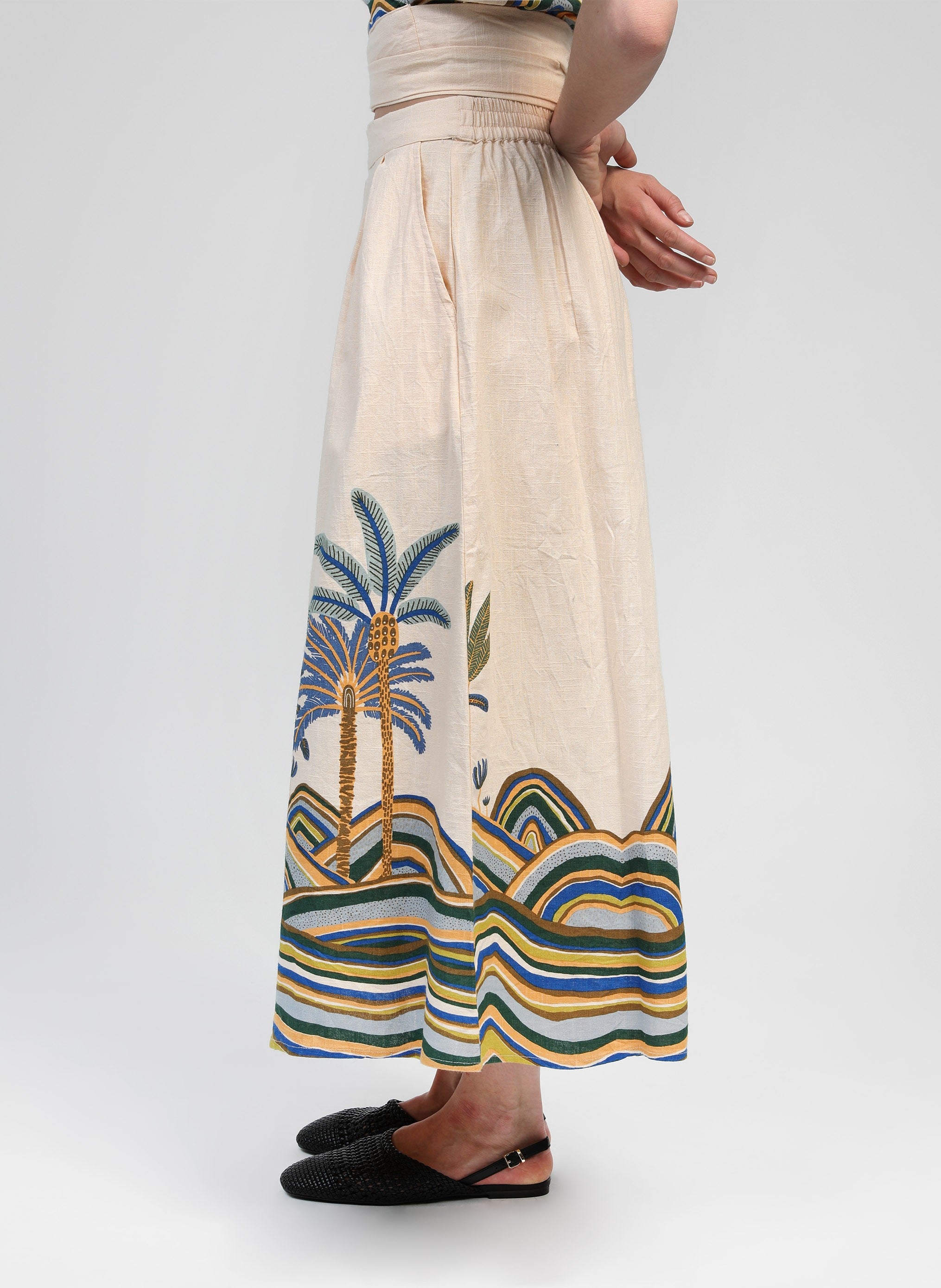 JUPE MIDI RAROMY palmyre bleu