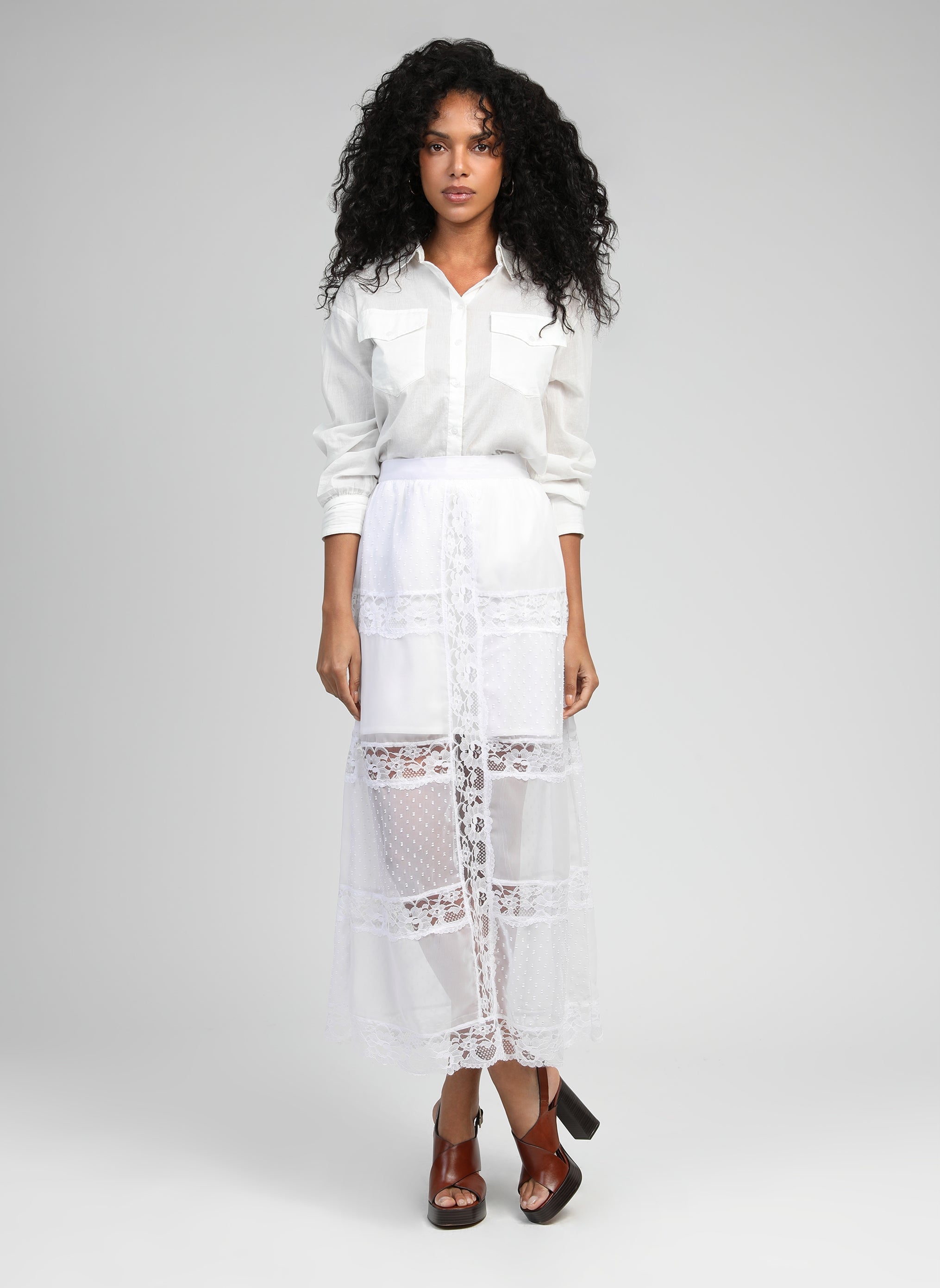 RAVILA LONG SKIRT white