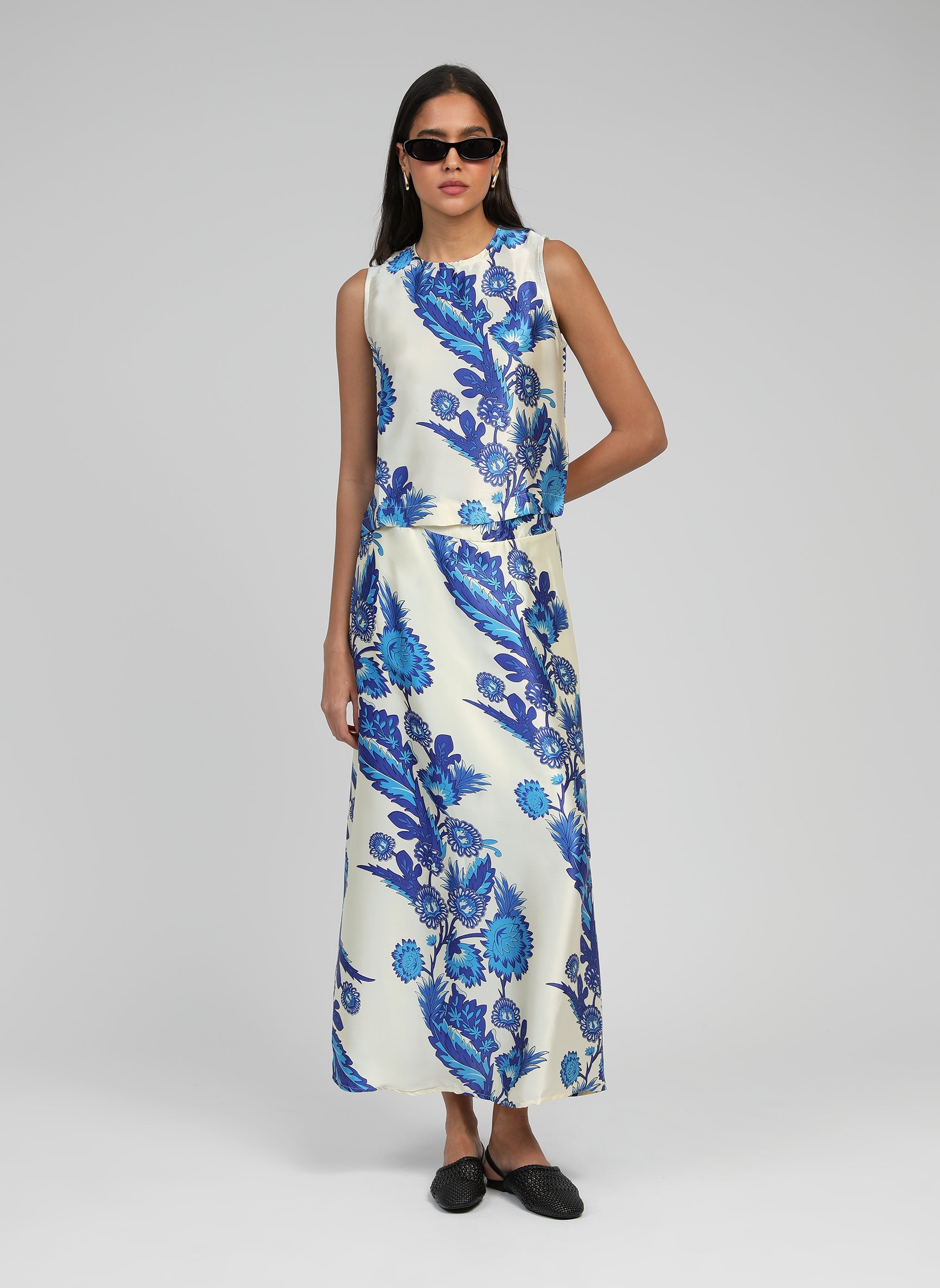 ROBILOU FLORIDA MIDI SKIRT blue