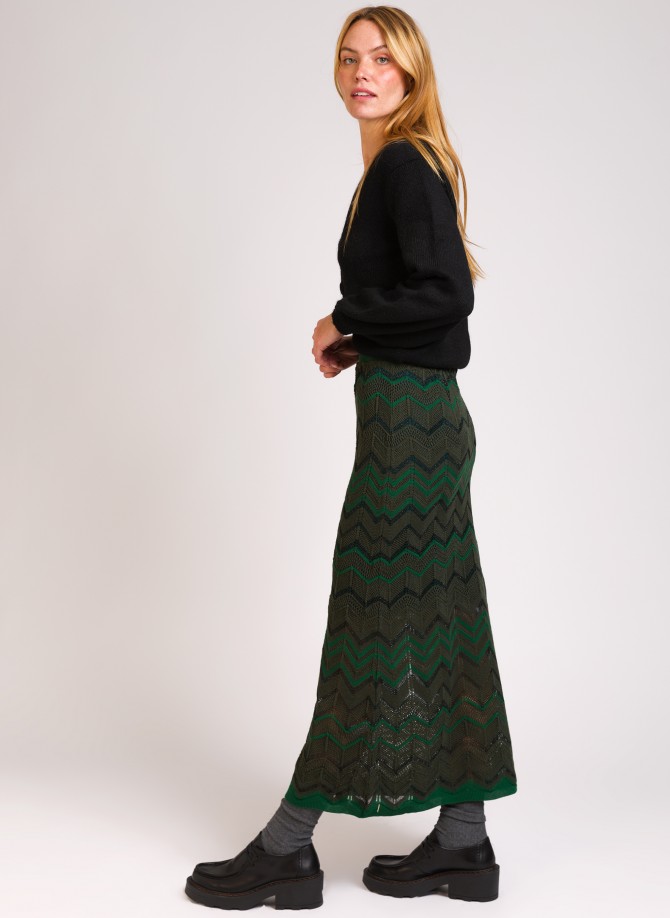 LAOSSAL two-tone knitted long skirt