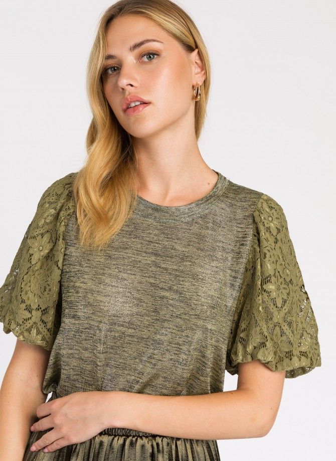 Sequins and lace t-shirt ALYETTE Ange - 6