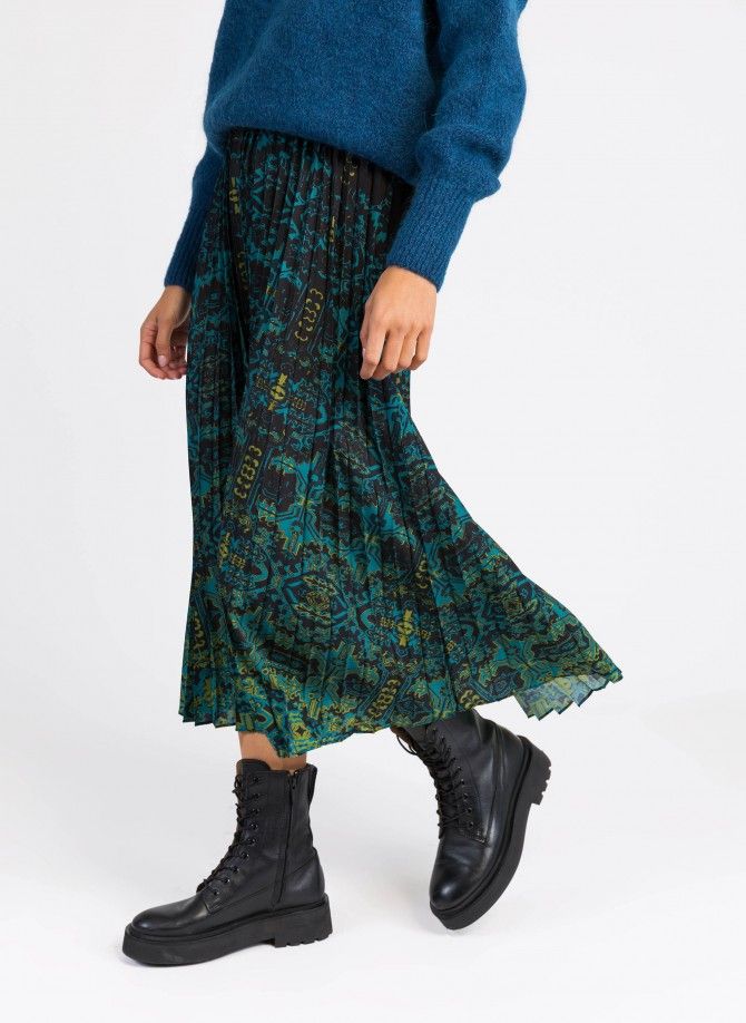 JEFF pleated and printed long skirt Ange - 6