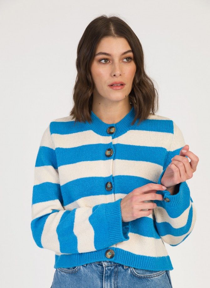 VEMIMI striped button-down cardigan  - 10