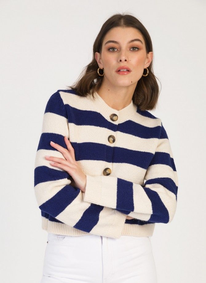 VEMIMI striped button-down cardigan  - 14