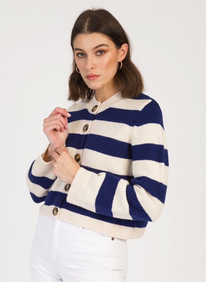 VEMIMI striped button-down cardigan  - 15