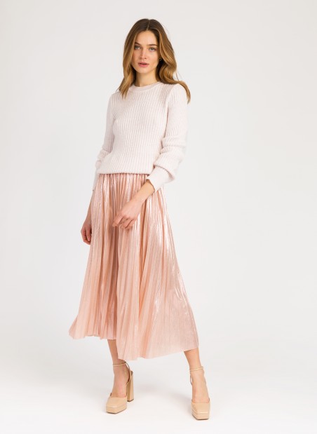 Pleated and iridescent long skirt JUSTINA  - 5