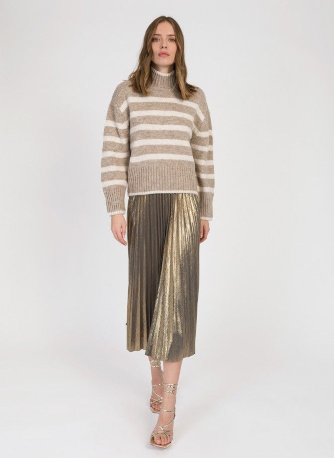 Pleated and iridescent long skirt JUSTINA  - 2