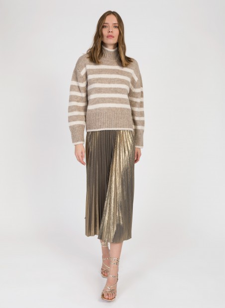 Pleated and iridescent long skirt JUSTINA  - 2
