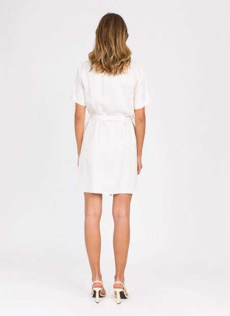 Short dress plain and belted MADELIE  - 4