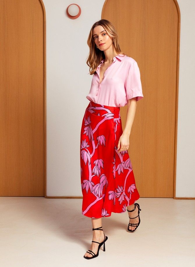 Long flared skirt and printed ROBINE
