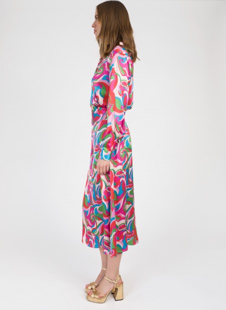 Long flared skirt and printed ROBINE  - 5