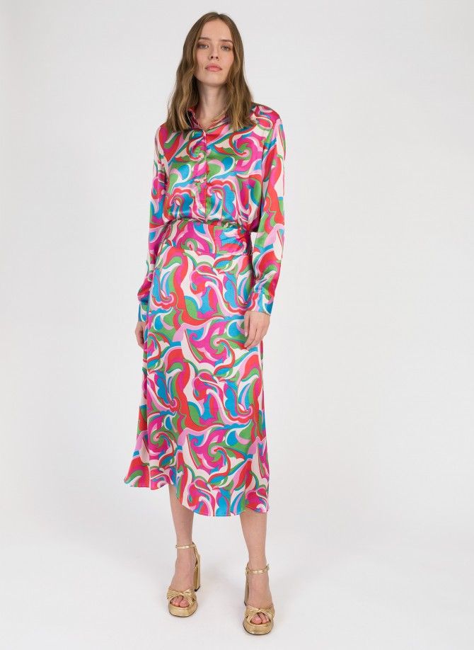 Long flared skirt and printed ROBINE  - 3