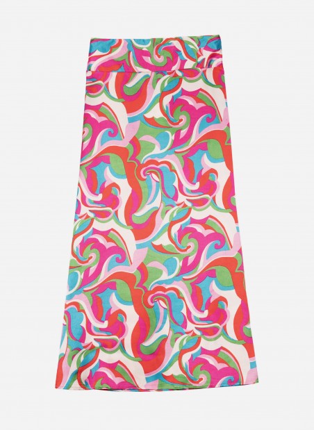 Long flared skirt and printed ROBINE  - 7