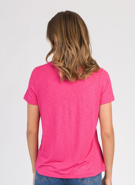 Plain V-neck T-shirt in lurex mesh TEVIE  - 8