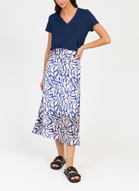 Long flared skirt and printed ROBINE  - 9