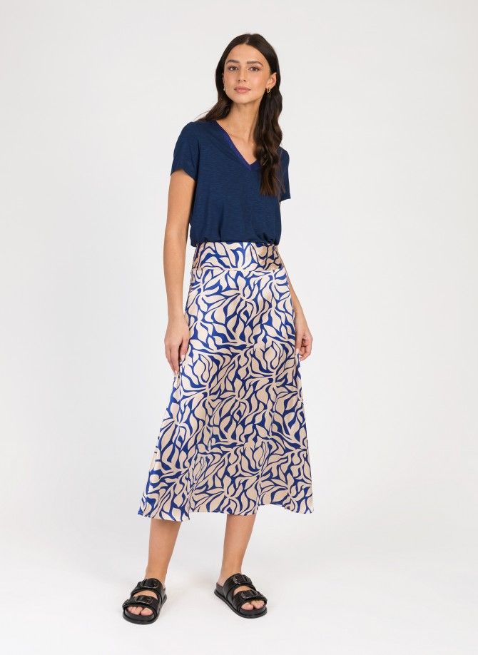 Long flared skirt and printed ROBINE  - 8