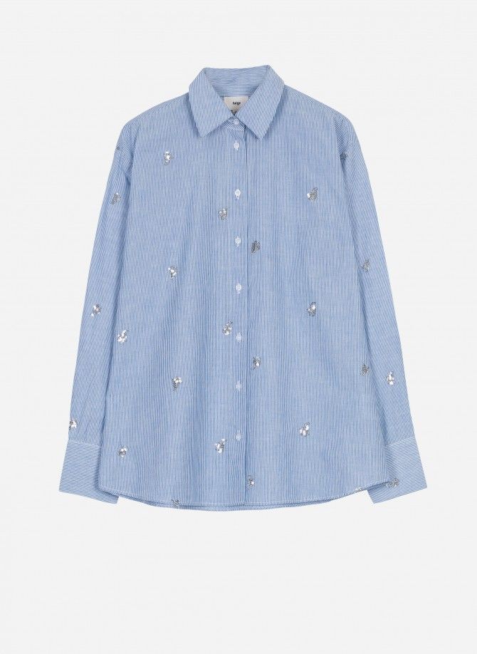 Button-down shirt with embroidery and sequins SOFIA  - 3
