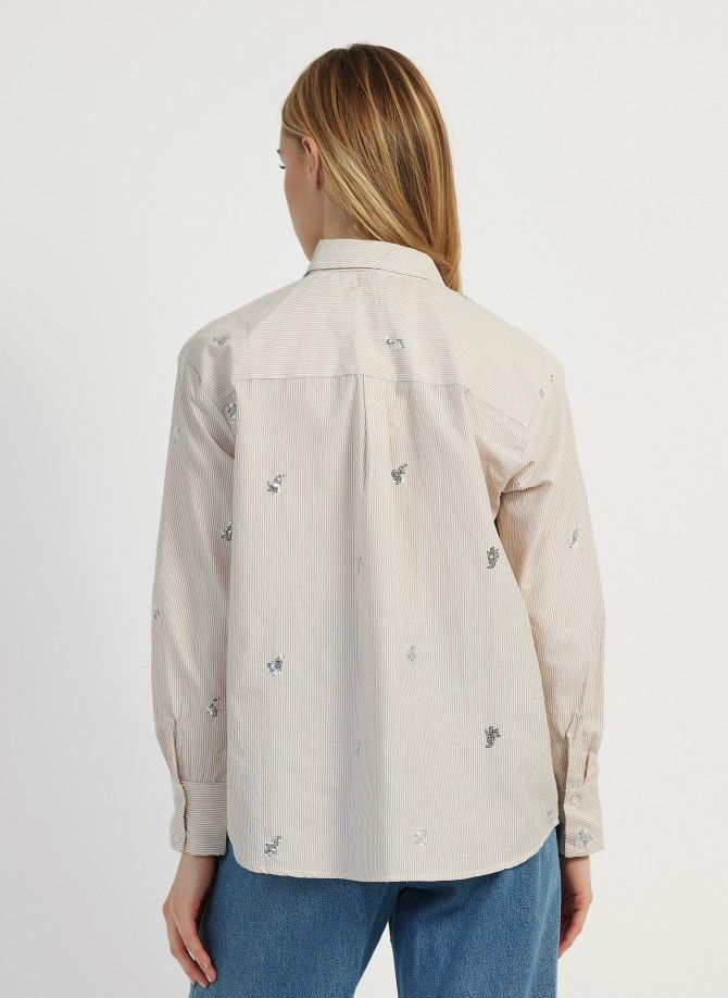 Button-down shirt with embroidery and sequins SOFIA  - 4