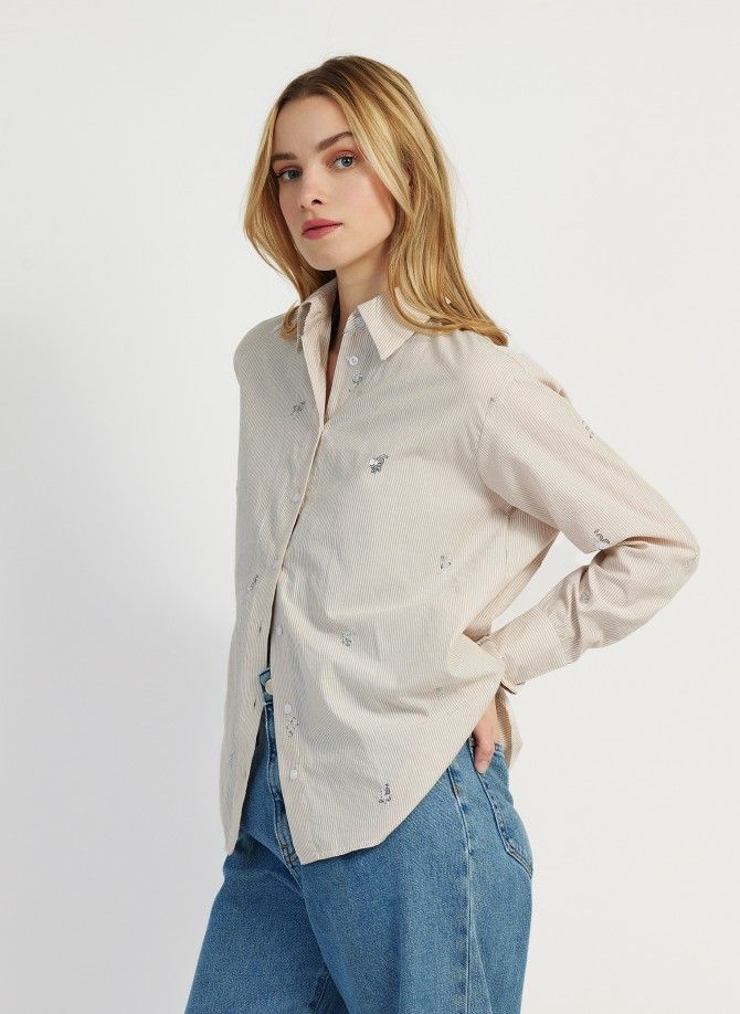 Button-down shirt with embroidery and sequins SOFIA  - 2