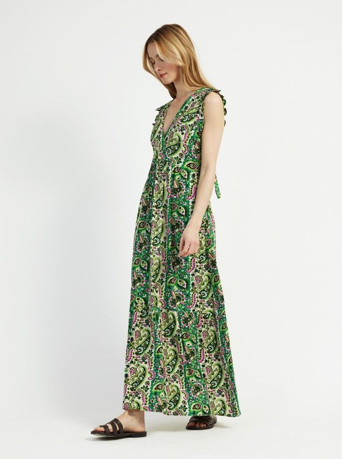 Robe maxi imprimée dos-nu ODINO Ange - 13