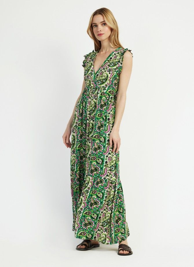 Robe maxi imprimée dos-nu ODINO Ange - 11