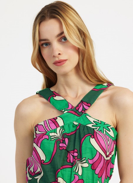 OTANITA printed midi dress with fitted bustier  - 2
