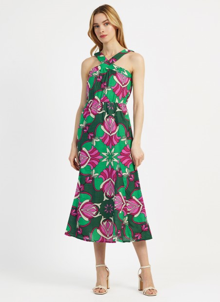 OTANITA printed midi dress with fitted bustier  - 1
