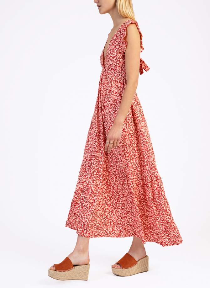 Robe maxi imprimée dos-nu ODINO Ange - 19