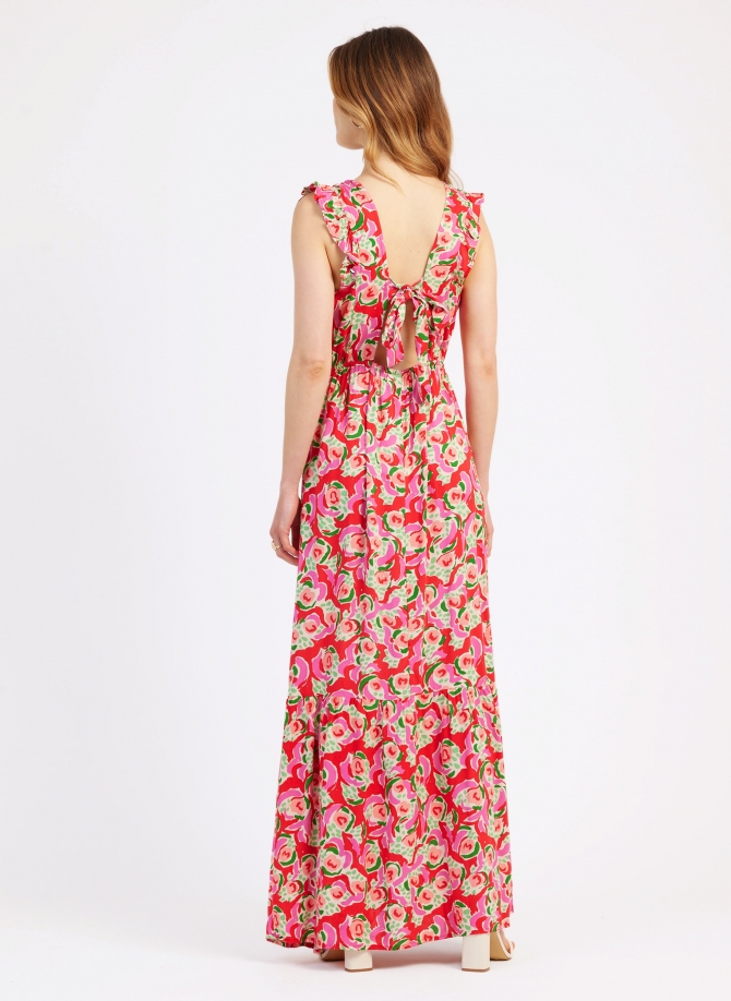 Robe maxi imprimée dos-nu ODINO Ange - 13