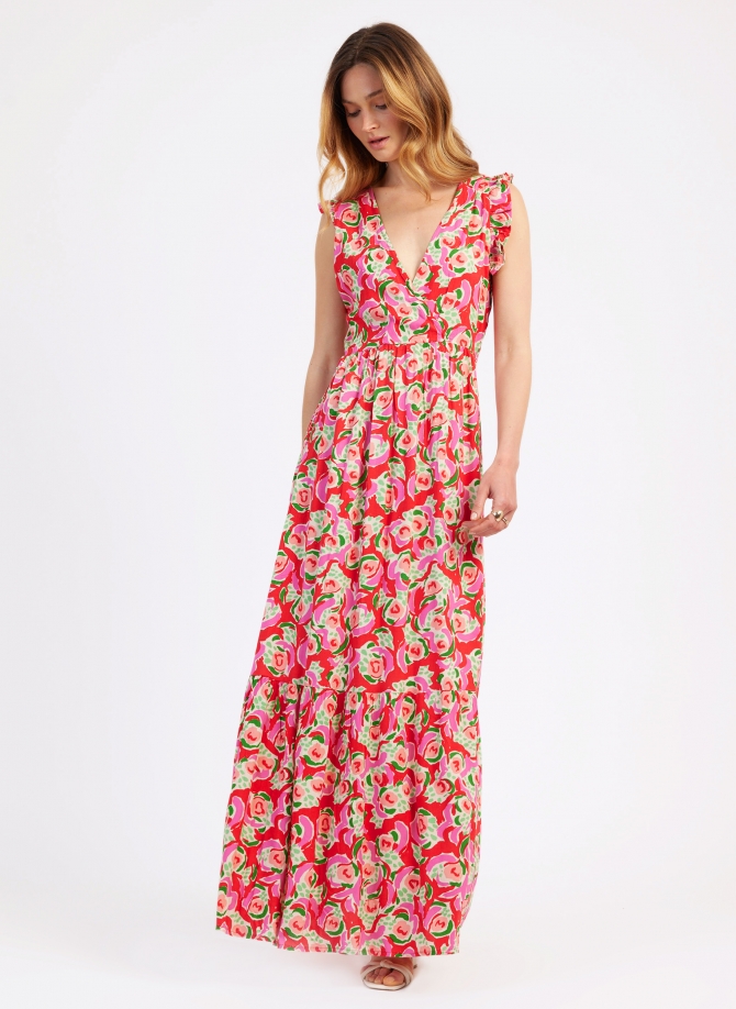 Robe maxi imprimée dos-nu ODINO Ange - 10