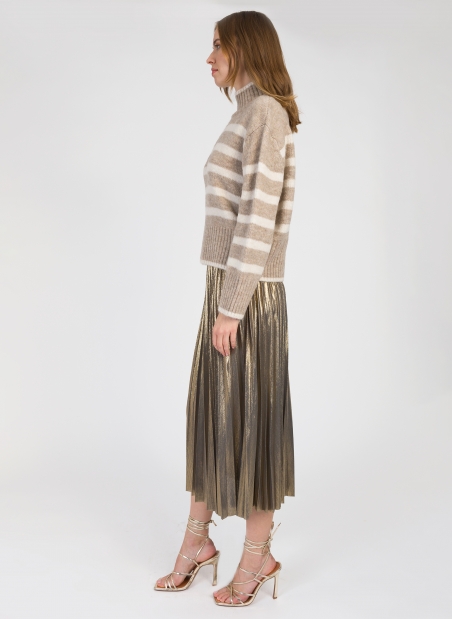 Pleated and iridescent long skirt JUSTINA Ange - 3