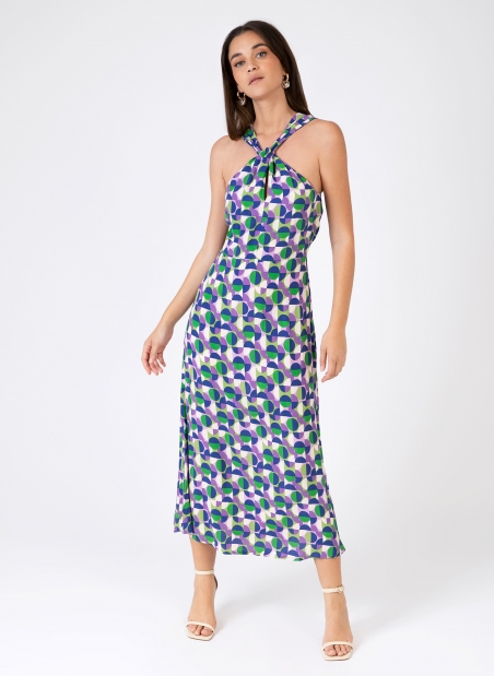 MUGUELLE printed midi dress with strapless top  - 1
