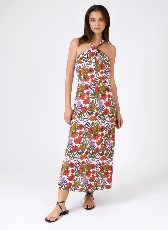MUGUELLE printed midi dress with strapless top  - 8