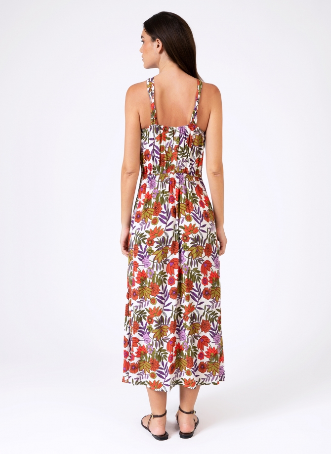 MUGUELLE printed midi dress with strapless top  - 11
