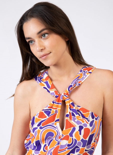 MUGUELLE printed midi dress with strapless top  - 15