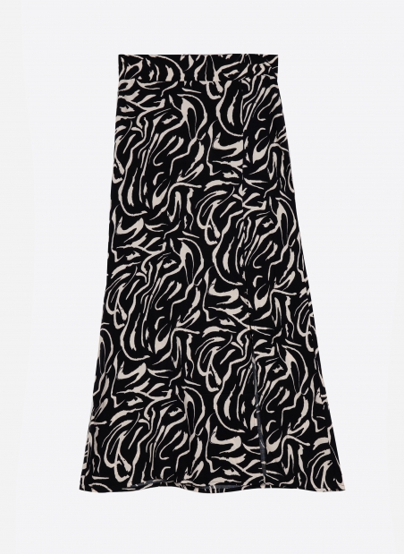 GINO long printed slit skirt  - 1