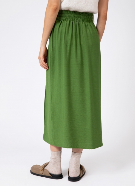 GINNIA long slit skirt in plain fabric  - 5
