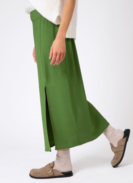 GINNIA long slit skirt in plain fabric  - 4