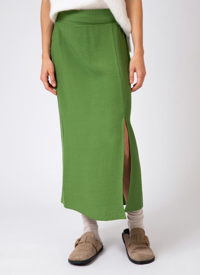 GINNIA long slit skirt in plain fabric